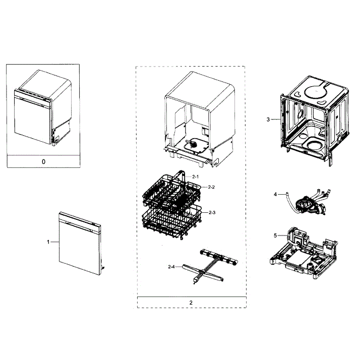 Main Section Diagram and Parts List for DW80J7550UG AA-00 Samsung Dishwasher