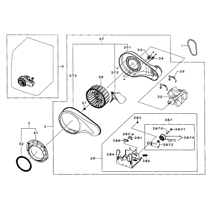 Motor Assembly Diagram and Parts List for DV435GTGJWR A1-01 Samsung Dryer