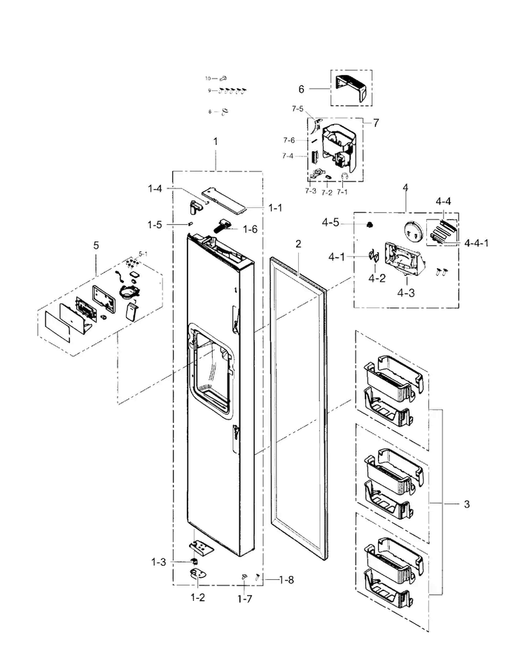 Left Door Diagram and Parts List for RS267TDRS XAA-0000 Samsung Refrigerator