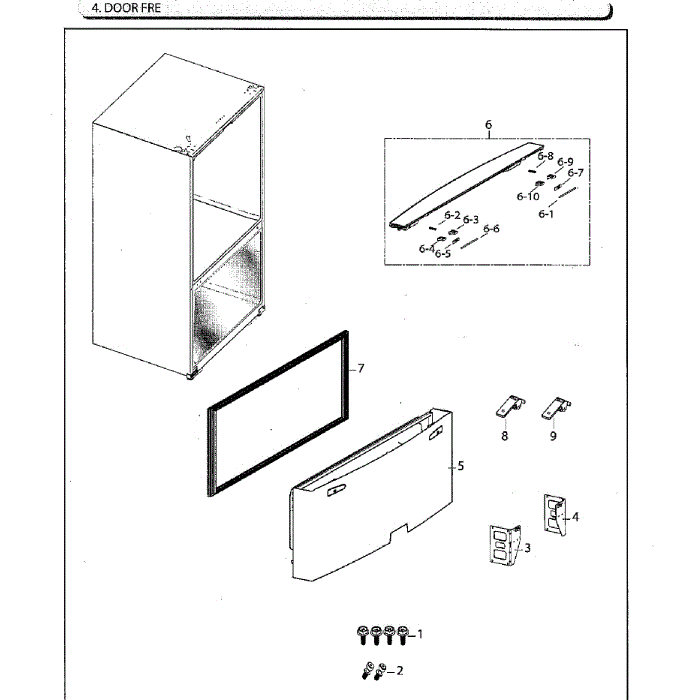 Freezer Door Diagram and Parts List for RF261BEAESG AA-01 Samsung Refrigerator