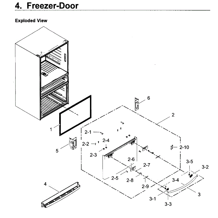 Freezer Door Diagram and Parts List for RF28JBEDBSR AA-03 Samsung Refrigerator