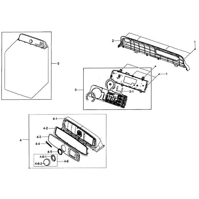 Control Panel Diagram and Parts List for DV50F9A8GVW A2-01 Samsung Dryer