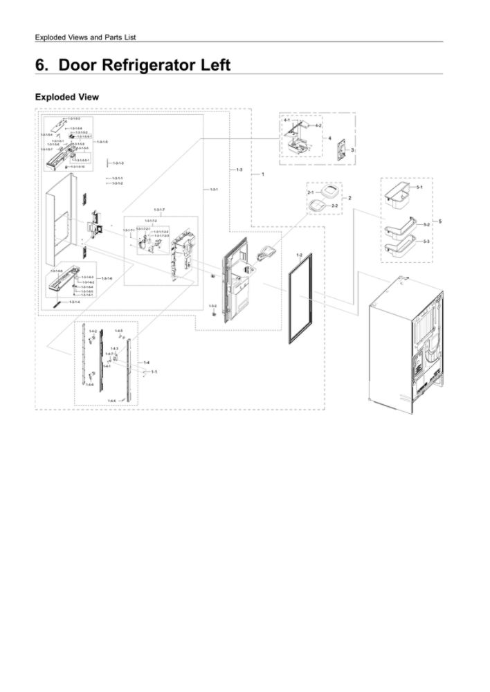 Left Refrigerator Door Parts Diagram and Parts List for RF28R7201SR AA-00 Samsung Refrigerator