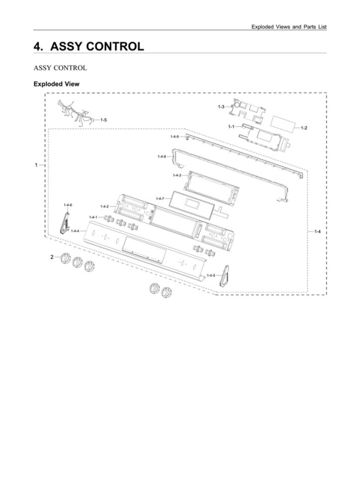 Control Assembly Diagram and Parts List for NX60T8311SS AA-04 Samsung Range