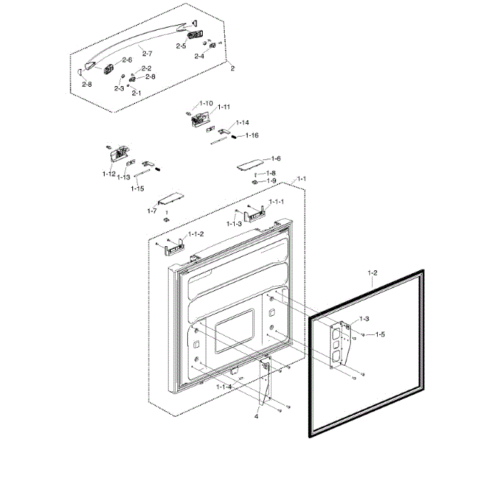 Freezer Door Diagram and Parts List for RF217ACWP XAA-00 Samsung Refrigerator