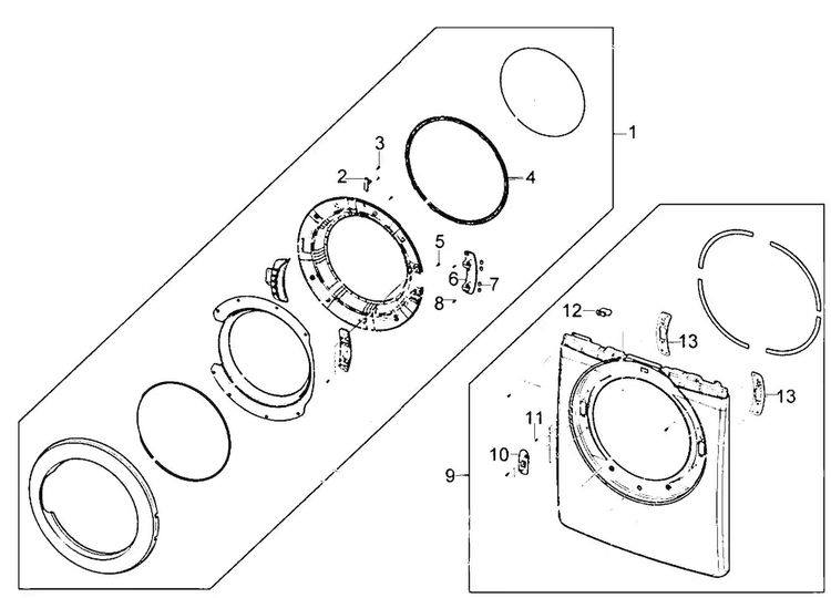 Door Assy Diagram and Parts List for DV220AGW XAA Samsung Dryer