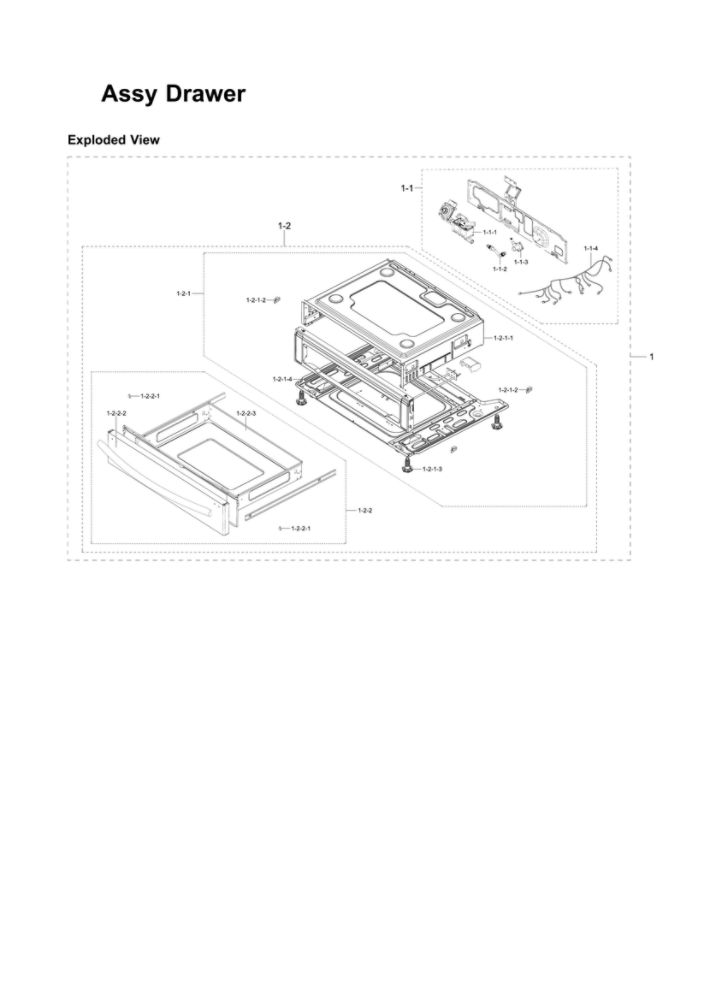 Drawer Assembly Diagram and Parts List for NX58F5500SW AA-02 Samsung Range