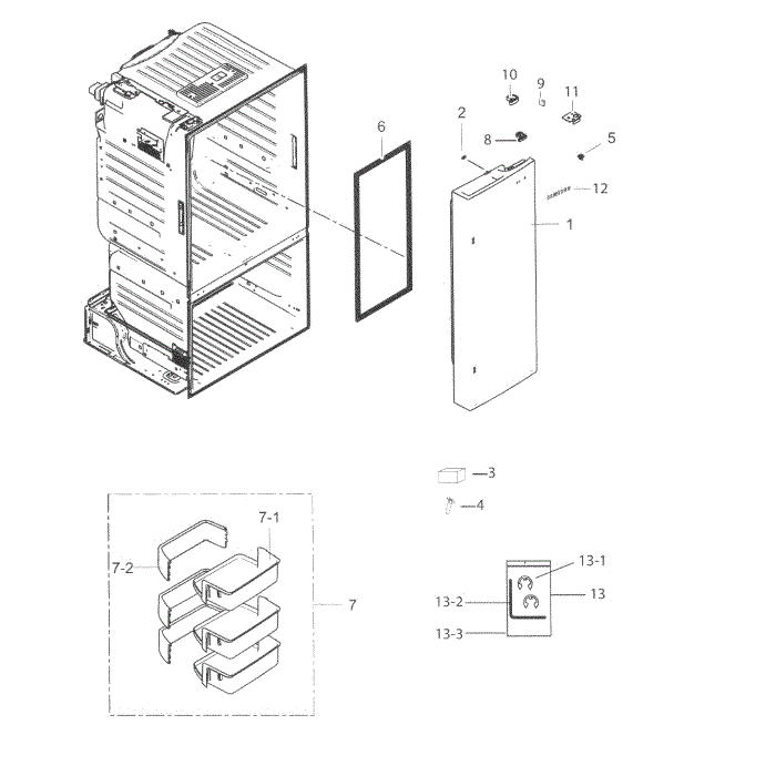 Fridge Door L Diagram and Parts List for RF263BEAEBC AA-02 Samsung Refrigerator