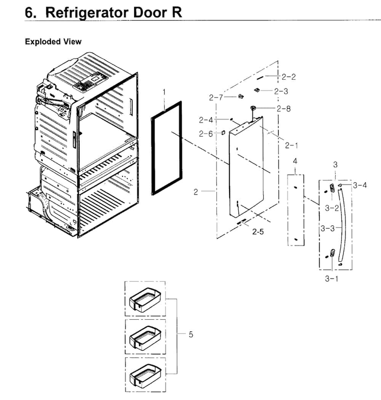 Fridge Door R Diagram and Parts List for RF4267HARS XAA-0004 Samsung Refrigerator