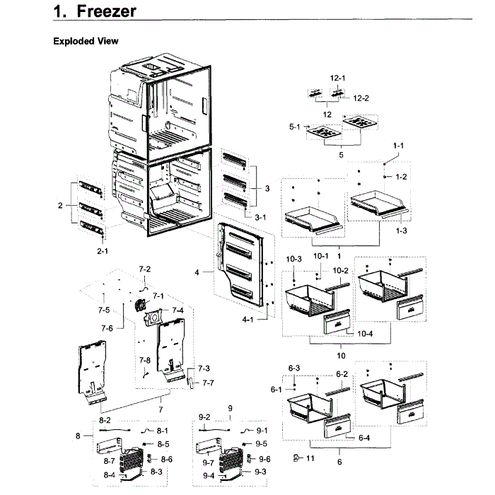 Freezer Diagram and Parts List for RF28K9580SR (AA)(0000) Samsung Refrigerator