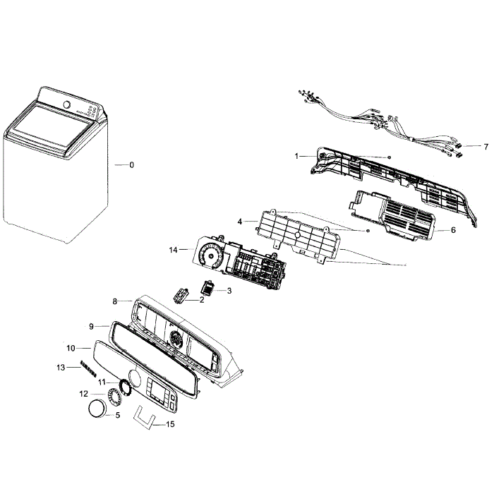 Control Panel Diagram and Parts List for WA50F9A7DSW A2-01 Samsung Washer