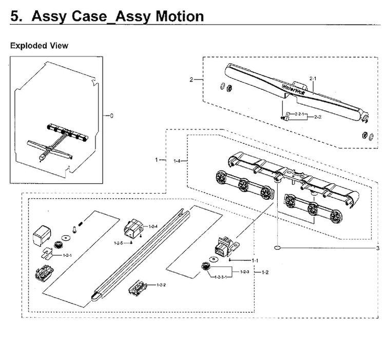 Motion Case Diagram and Parts List for DW80J7550UG AA-0002 Samsung Dishwasher