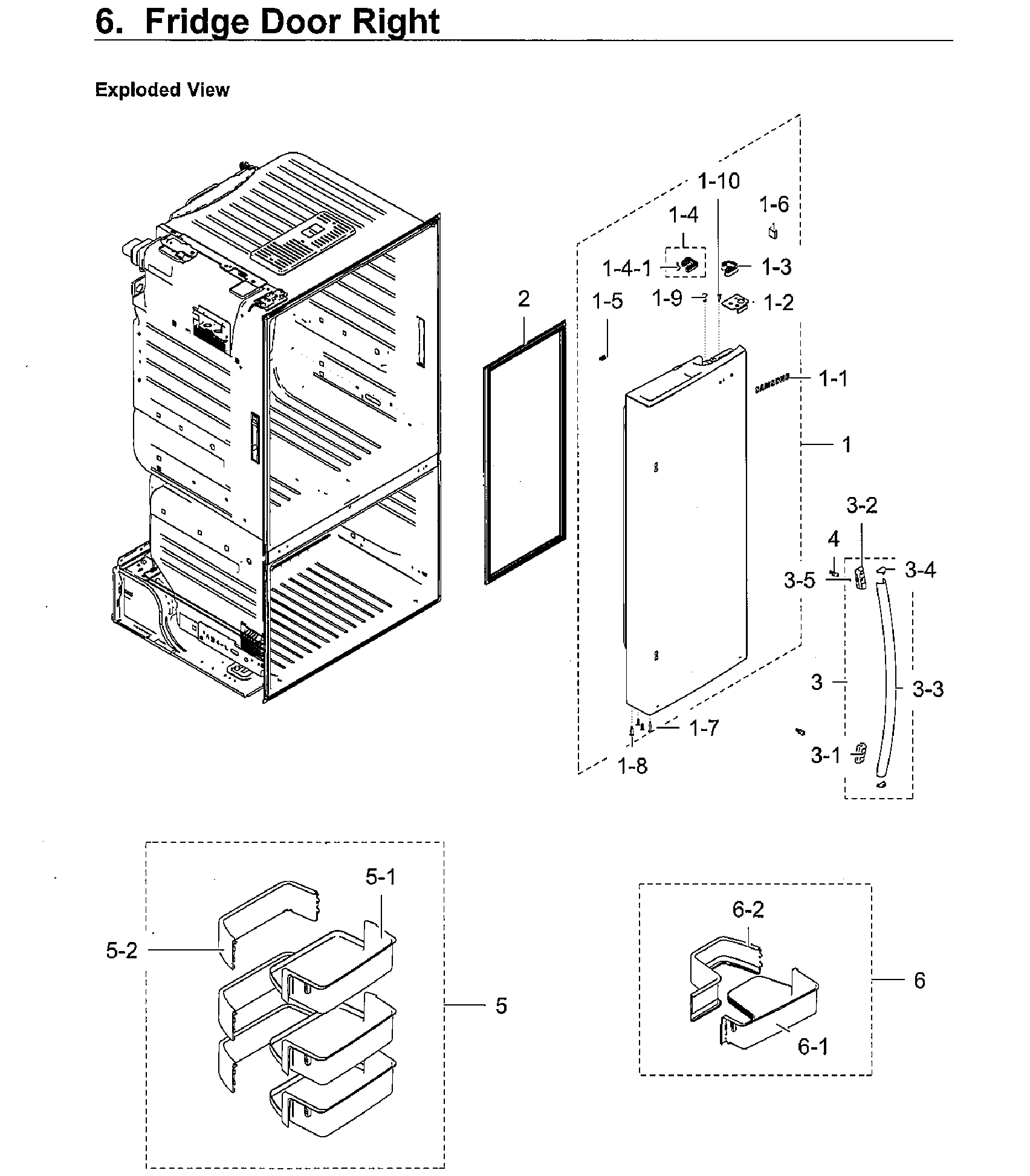 Fridge Right Door Diagram and Parts List for RF28HFEDBWW AA-0008 Samsung Refrigerator