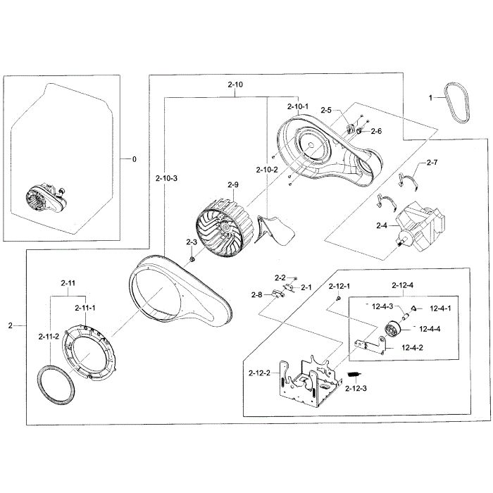 Motor Assembly Diagram and Parts List for DV50F9A7GVW A2-00 Samsung Dryer