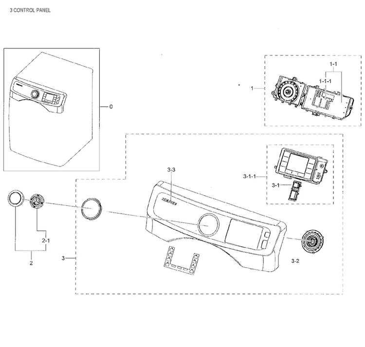Control Panel Diagram and Parts List for DV42H5000GW A3-0002 Samsung Dryer