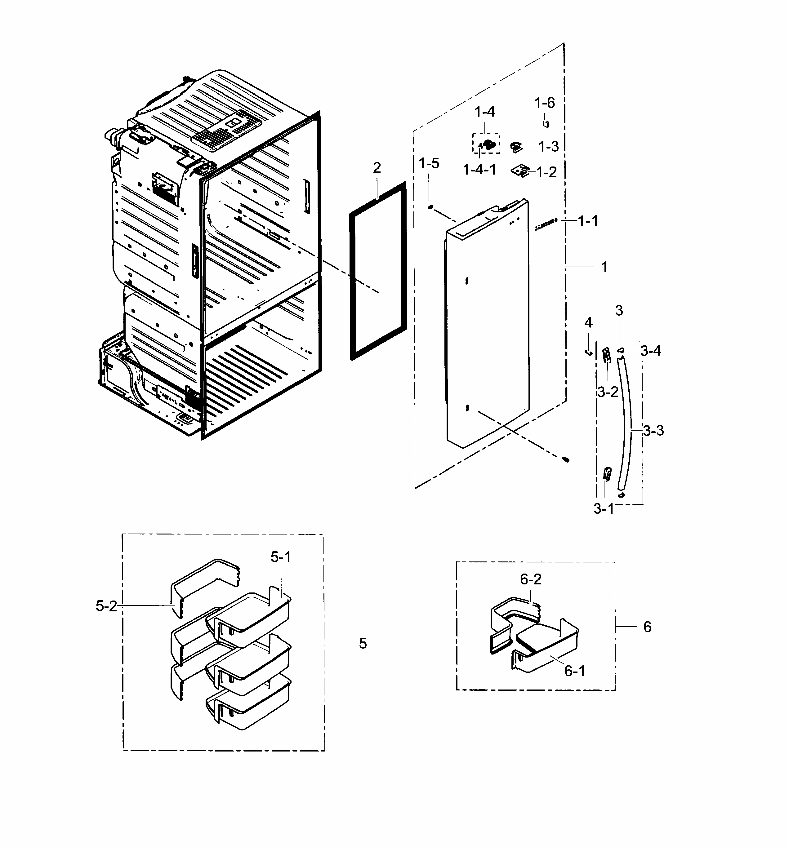 Fridge Door R Diagram and Parts List for RF23HCEDTSR AA-0003 Samsung Refrigerator