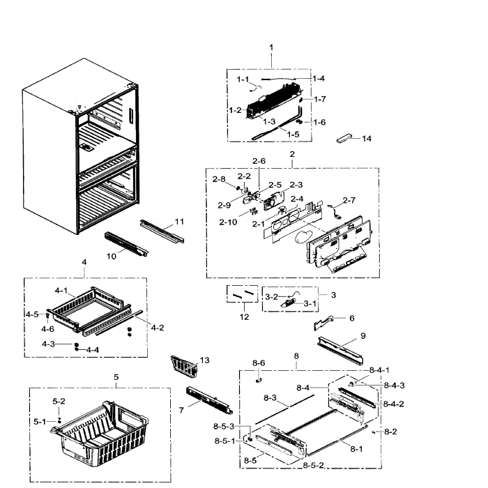 Freezer Diagram and Parts List for RF24FSEDBSR AA-09 Samsung Refrigerator