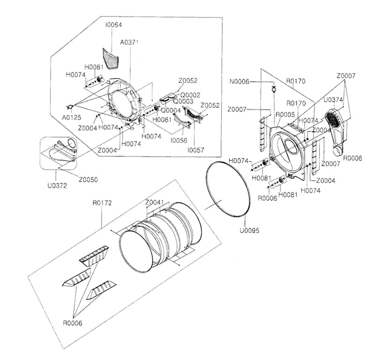 Drum Assy Diagram and Parts List for DV306LEW XAA Samsung Dryer