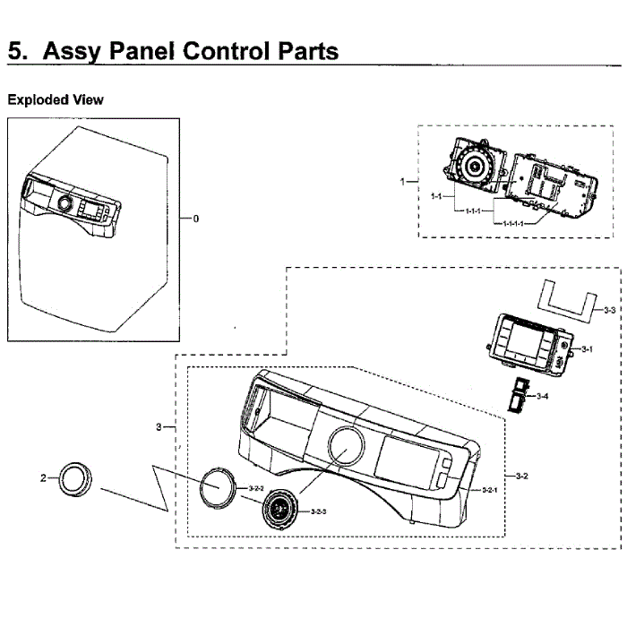 Control Panel Diagram and Parts List for WF45M5500AW A5-00 Samsung Washer