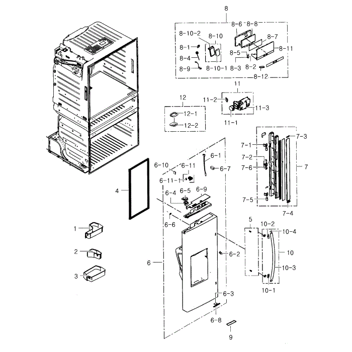 Refrigerator Door L Diagram and Parts List for RF25HMEDBSR AA-03 Samsung Refrigerator