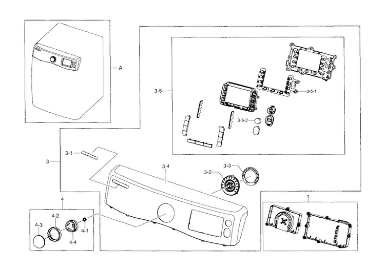 Control Panel Diagram and Parts List for DV511AGW XAA-0003 Samsung Dryer