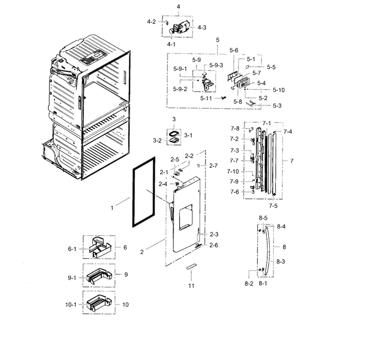 Fridge Door L Diagram and Parts List for RF4289HARS XAA-0003 Samsung Refrigerator