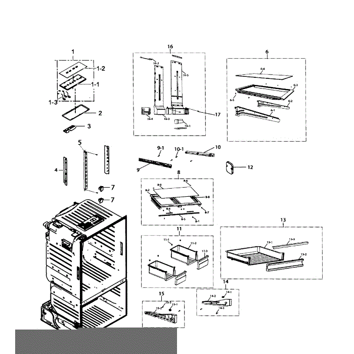 Refrigerator Diagram and Parts List for RF220NCTASP AA-01 Samsung Refrigerator