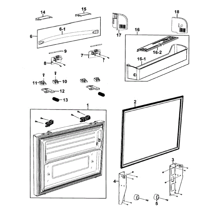 Freezer Door Diagram and Parts List for RF267HERS XAA-01 Samsung Refrigerator