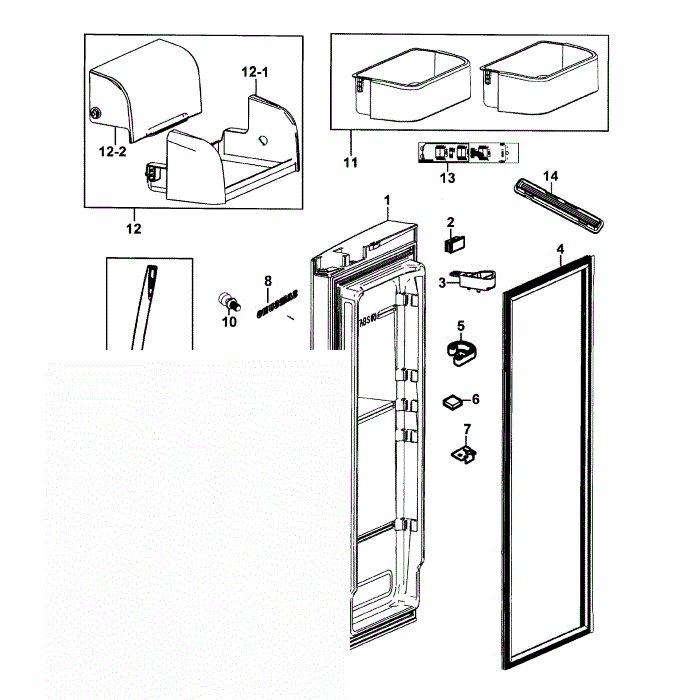 Door Right Diagram and Parts List for RF266AZPN XAA-00 Samsung Refrigerator