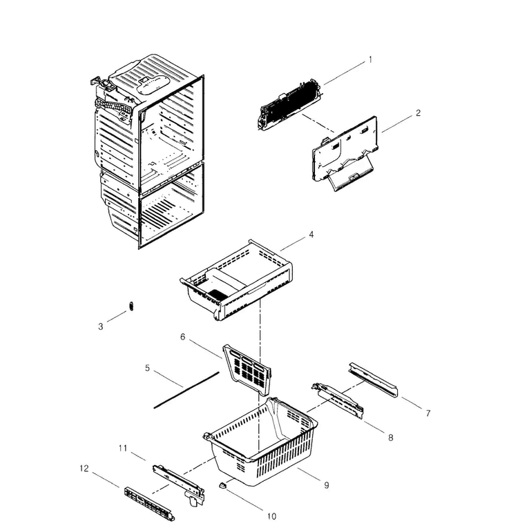 Freezer Diagram and Parts List for RFG297HDRS XAA-0001 Samsung Refrigerator