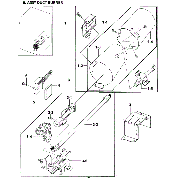 Heater Assembly Diagram and Parts List for DV328AGW XAA-00 Samsung Dryer