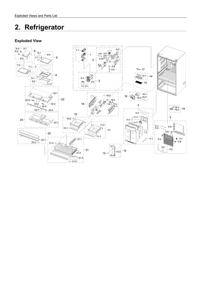 Refrigerator Parts Diagram and Parts List for RF23R6201SR AA-51 Samsung Refrigerator