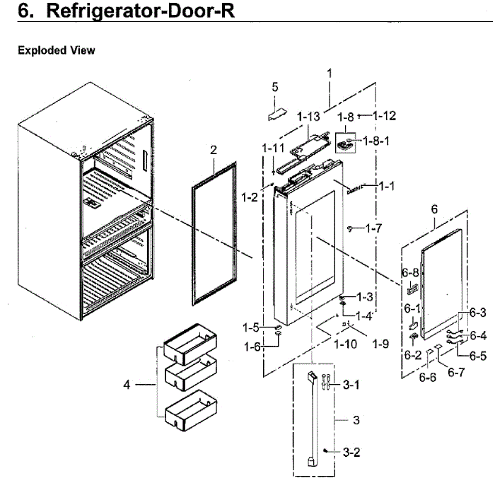 Fridge Door Rt Diagram and Parts List for RF23M8590SR AA-00 Samsung Refrigerator