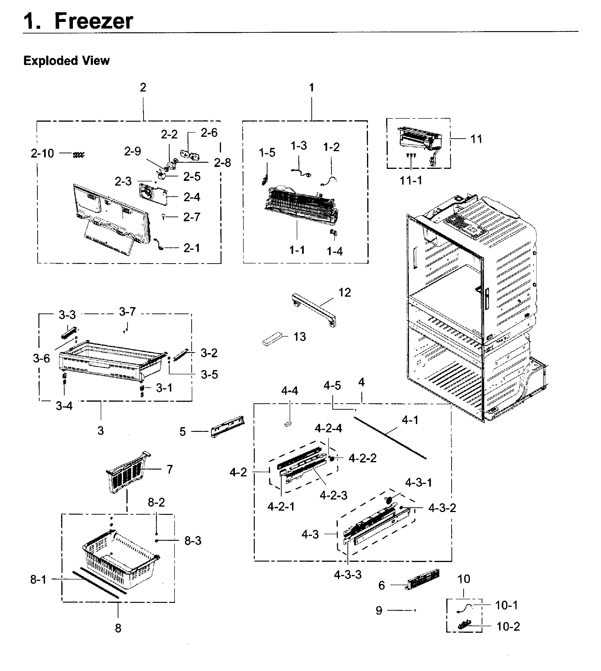 Freezer Diagram and Parts List for RF28JBEDBSR AA-0005 Samsung Refrigerator