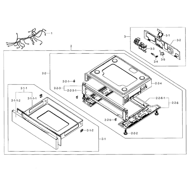 Drawer Assy Diagram and Parts List for NX583G0VBBB AA-0000 Samsung Range