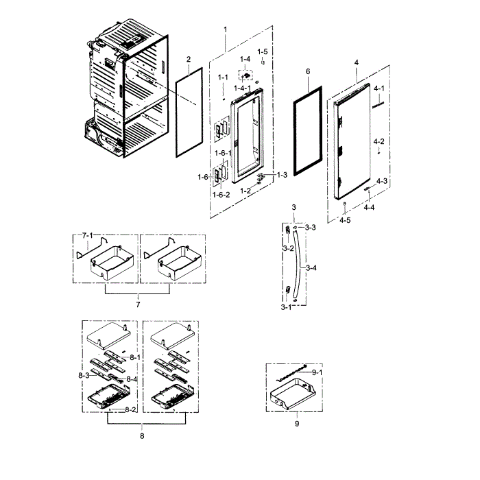 Refrigerator Door R Diagram and Parts List for RF30HBEDBSR AA-03 Samsung Refrigerator