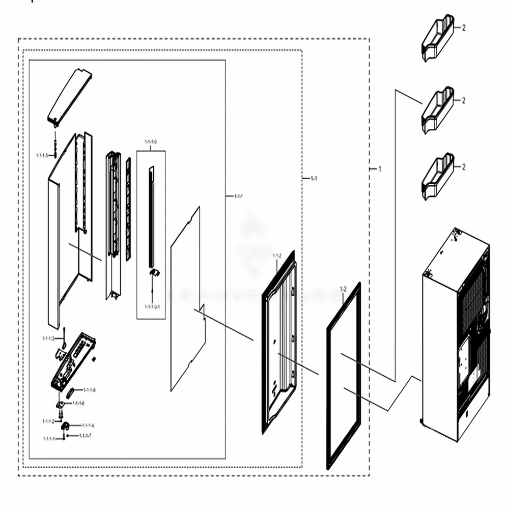 Freezer Door R Diagram and Parts List for RF22K9381SG (AA)(0005) Samsung Refrigerator