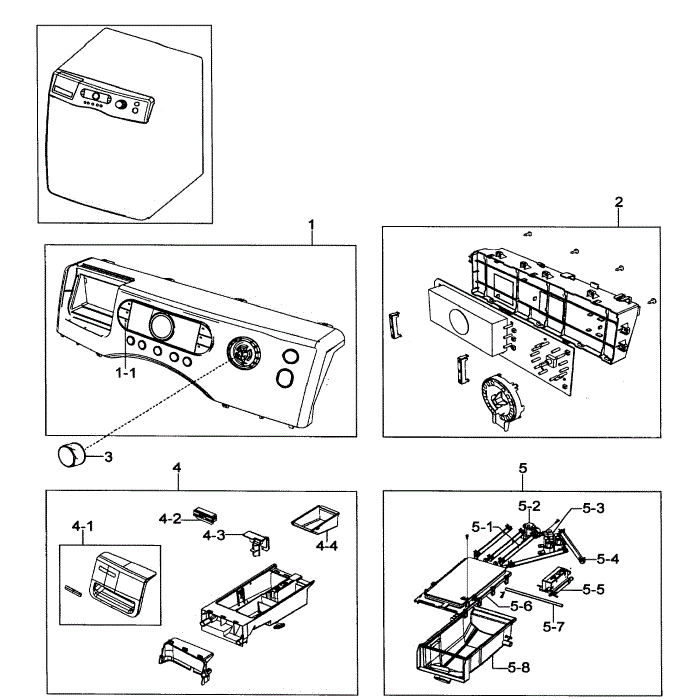 Control Panel Diagram and Parts List for WF337AAR XAA-00 Samsung Washer