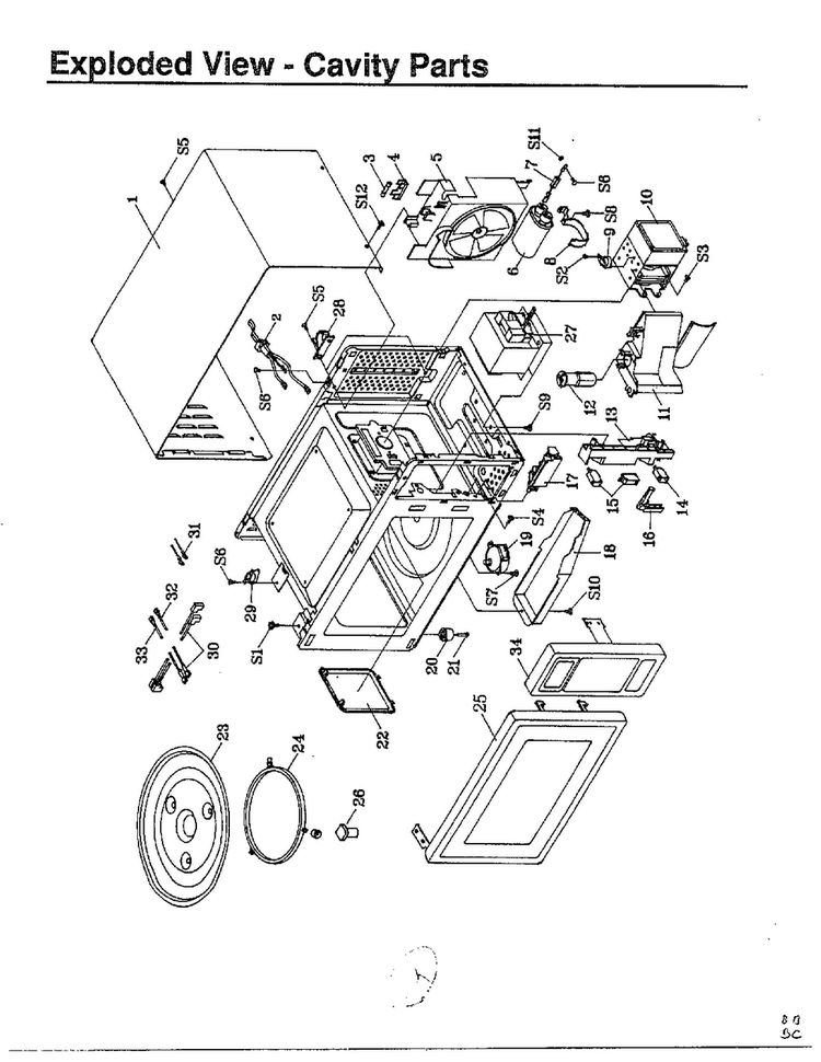 Cavity Parts/standard Parts Diagram and Parts List for MW3540T XAA Samsung Microwave