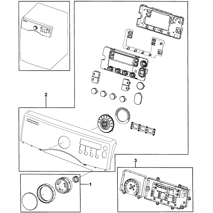Control Panel Diagram and Parts List for DV331AER XAA-00 Samsung Dryer