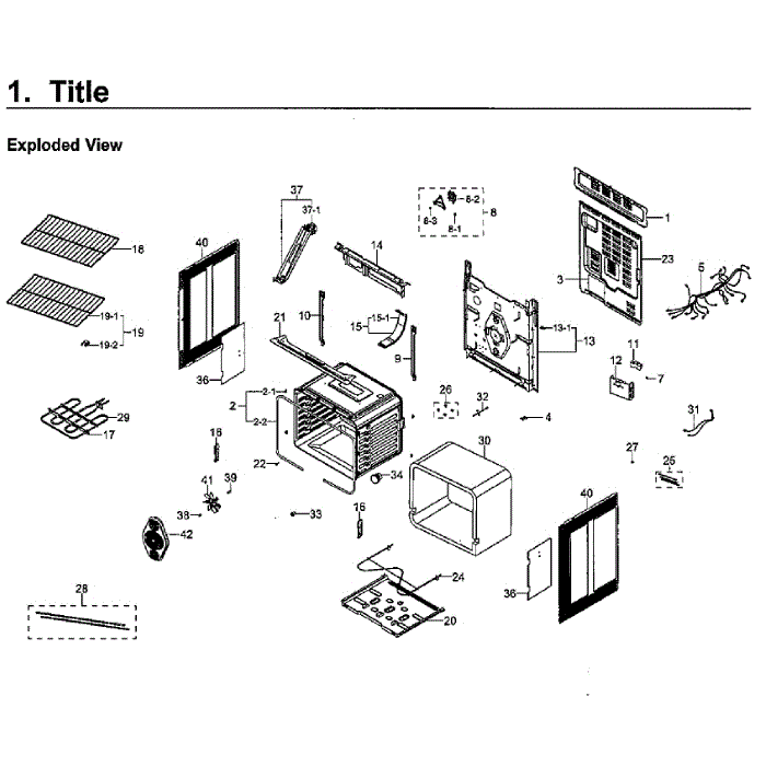 Main Assembly Diagram and Parts List for NE59M4320SG AA-00 Samsung Range