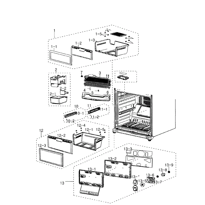 Freezer Diagram and Parts List for RB195ACPN XAA-01 Samsung Refrigerator
