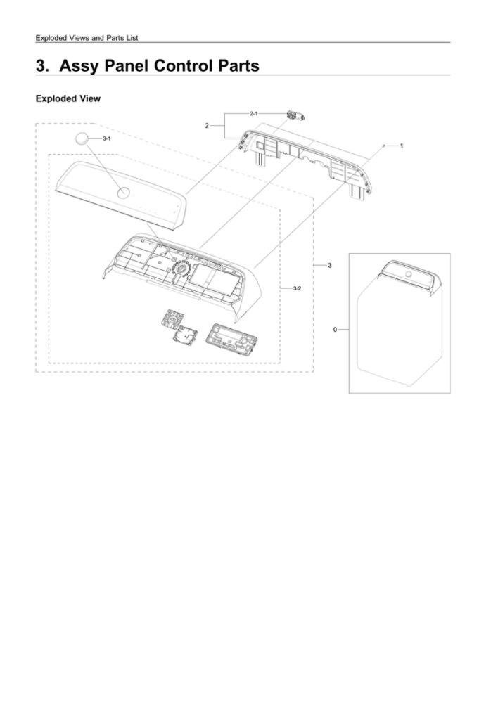 Control Panel Assembly Parts Diagram and Parts List for WA54R7600AW US-00 Samsung Washer