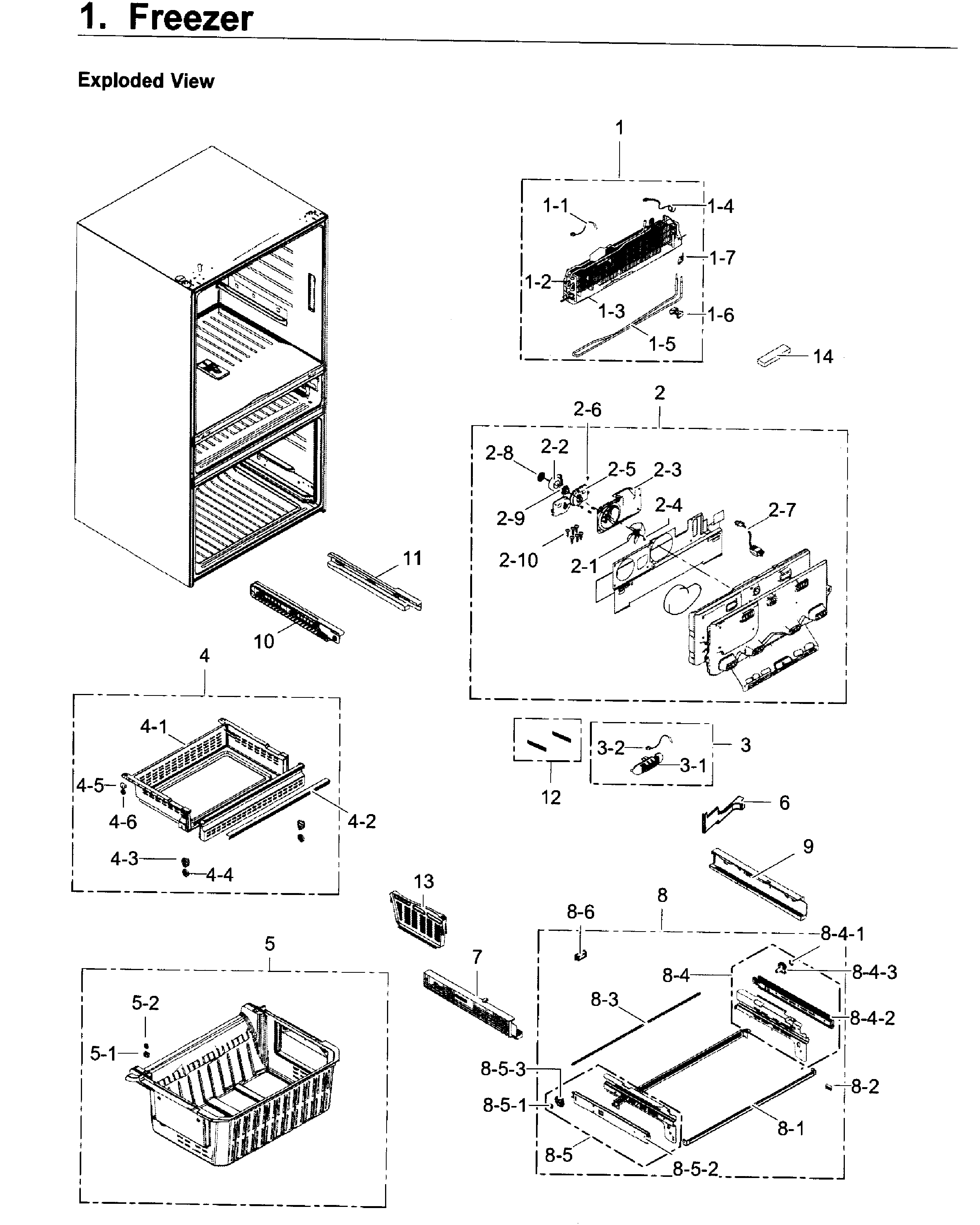 Freezer Diagram and Parts List for RF22KREDBSR AA-0003 Samsung Refrigerator