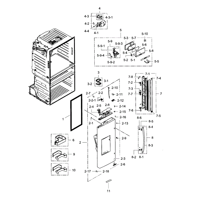 Refrigerator Door L Diagram and Parts List for RF28HMEDBSR AA-05 Samsung Refrigerator