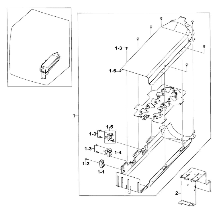 Heater Assy Diagram and Parts List for DV520AEP XAA-0001 Samsung Dryer
