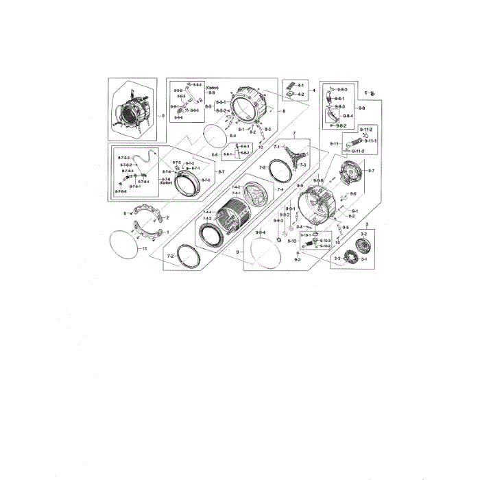 Tub And Drum Diagram and Parts List for WF461ABP XAA-01 Samsung Washer