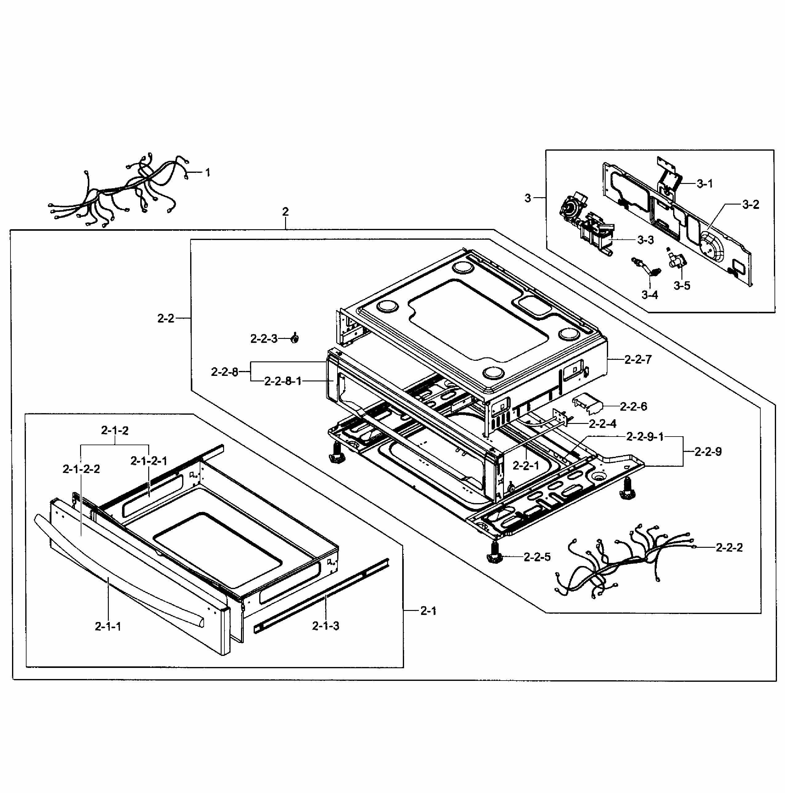 Drawer Assy Diagram and Parts List for FX710BGS XAA-0001 Samsung Range