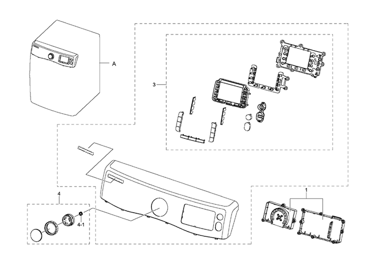 Control Panel Diagram and Parts List for DV511AGR XAA-0002 Samsung Dryer