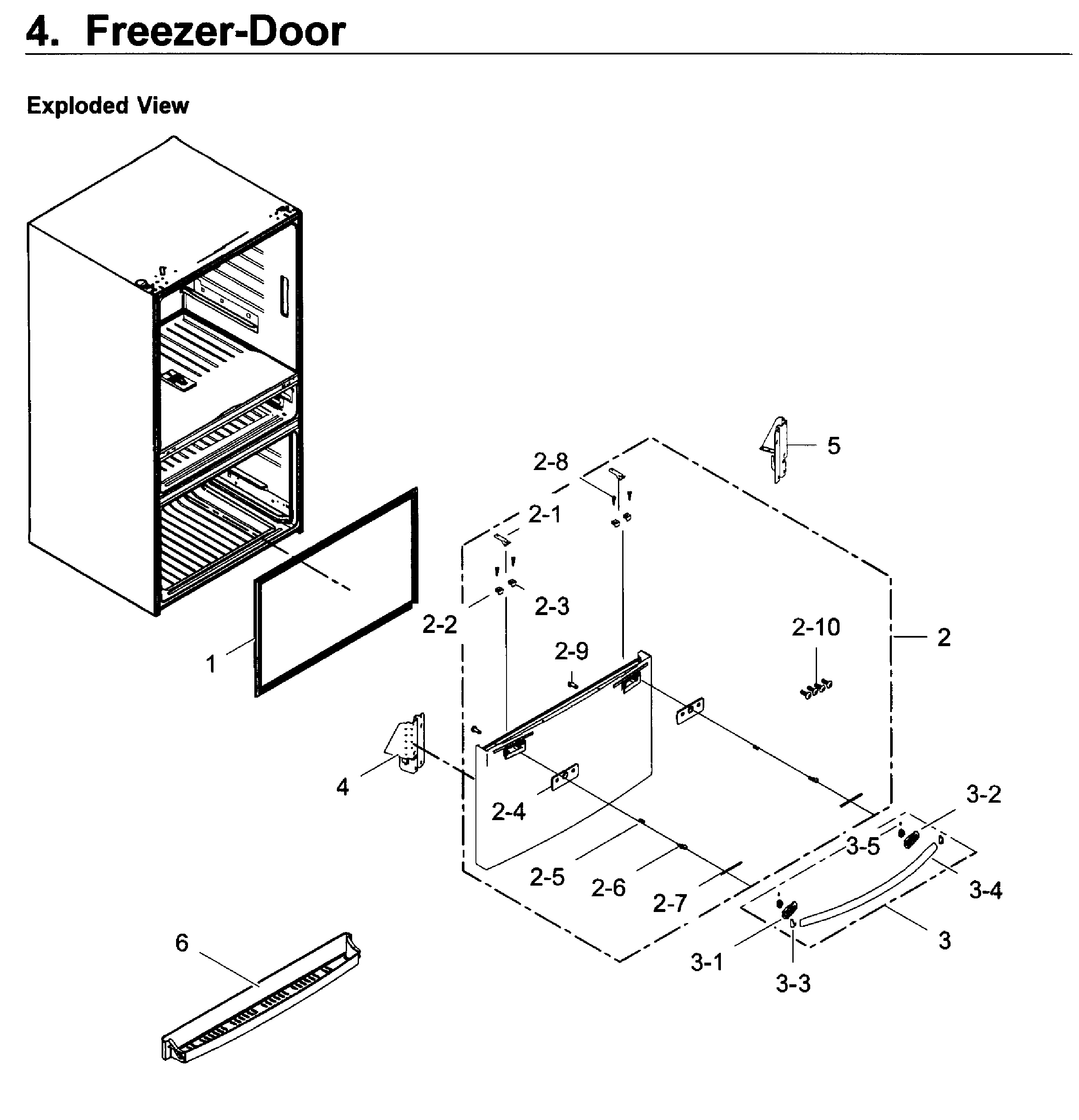Freezer Door Diagram and Parts List for RF22KREDBSR AA-0000 Samsung Refrigerator